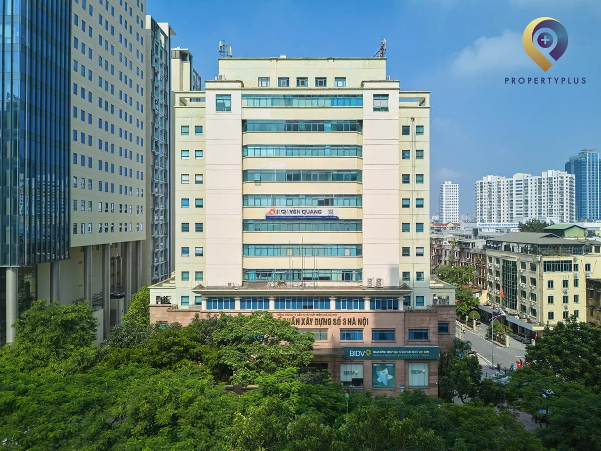 Full exterior view of 14 Lang Ha Building in Hanoi